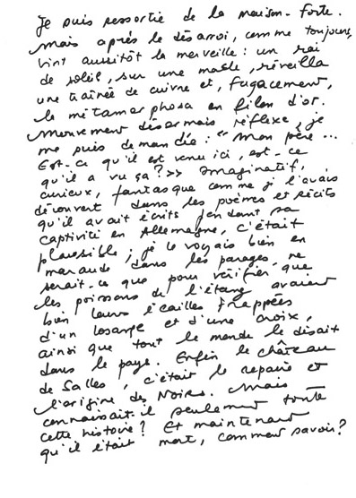 Sorti de rien - Page manuscrite d'Irène Frain - Photo 1